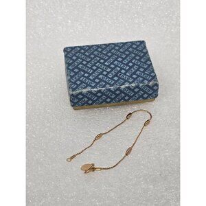 Vintage Avon Gold Tone Bracelet Oval Bead Chain Charm In Box Delicate Jewelry